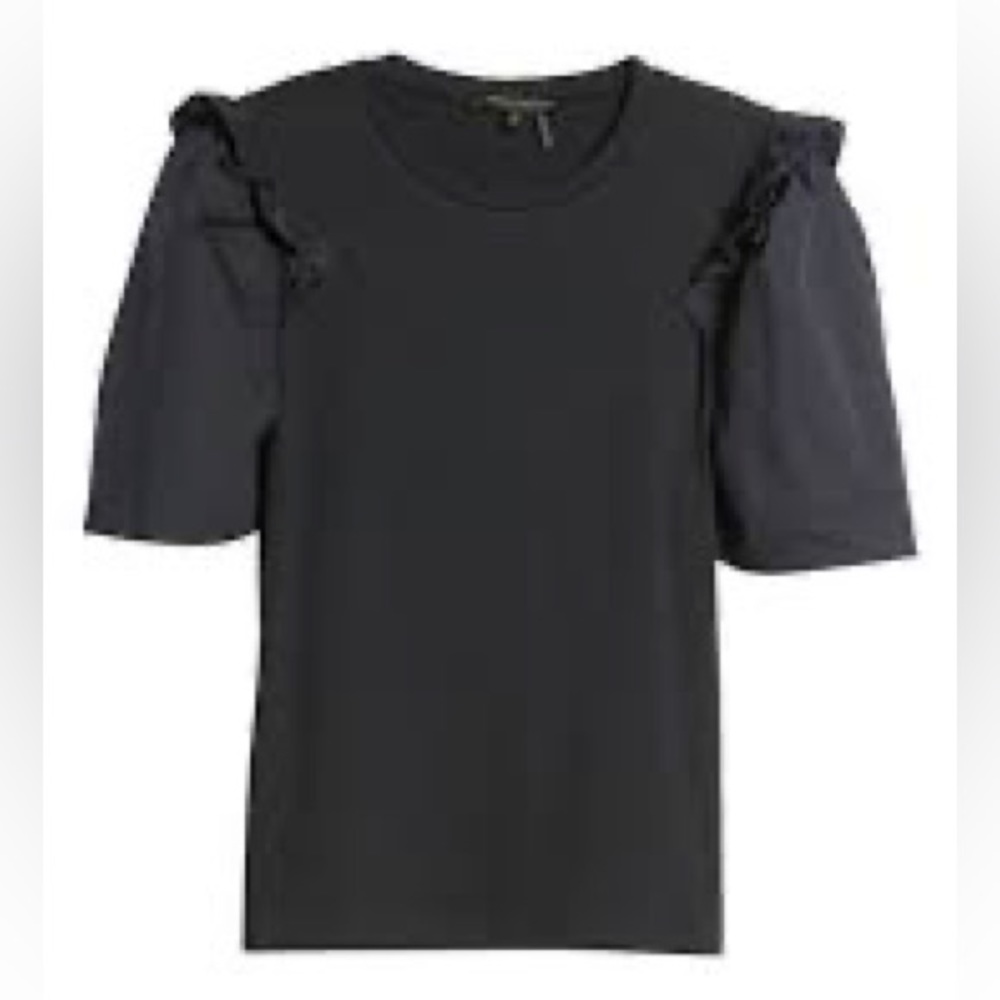 english factory black shirt with puff sleeves